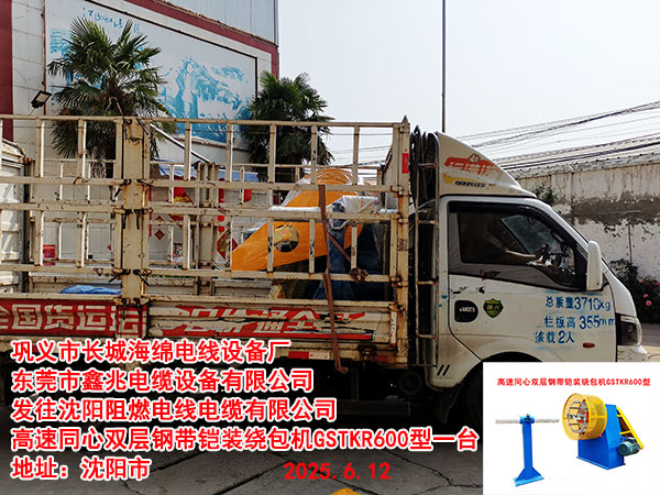 沈陽(yáng)阻燃電線電纜有限公司高速同心雙層鋼帶鎧裝繞包機(jī)GSTKR600型一臺(tái)
